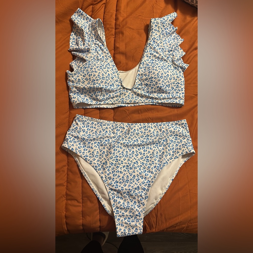 SHEIN Blue Leopard Print Bikini Set